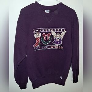 🎄 Vintage Rawlings Christmas Sweatshirt Women’s Size Medium Purple–Made in USA
